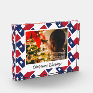 Modern Christmas TEXAS Any Message Keepsake Photo Block