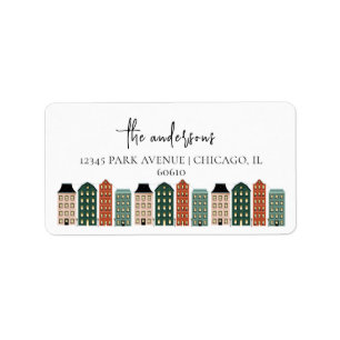 Modern Christmas Town Holiday Return Address Label