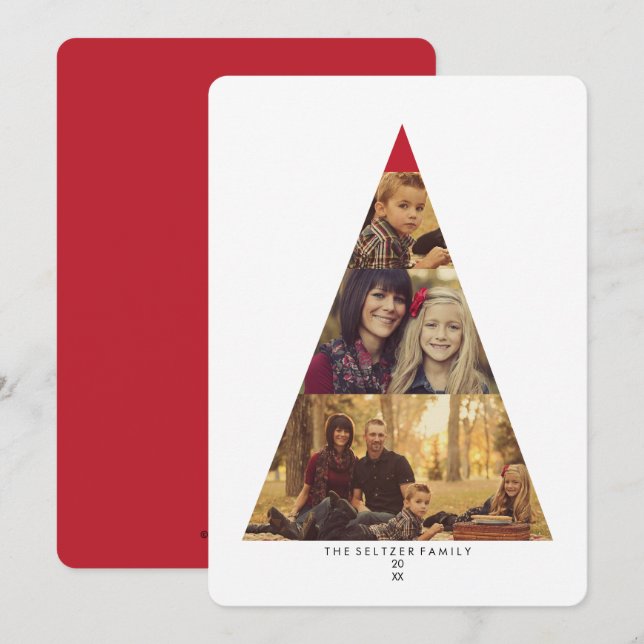 Modern Christmas Tree 3 Photo Holiday Greeting (Front/Back)