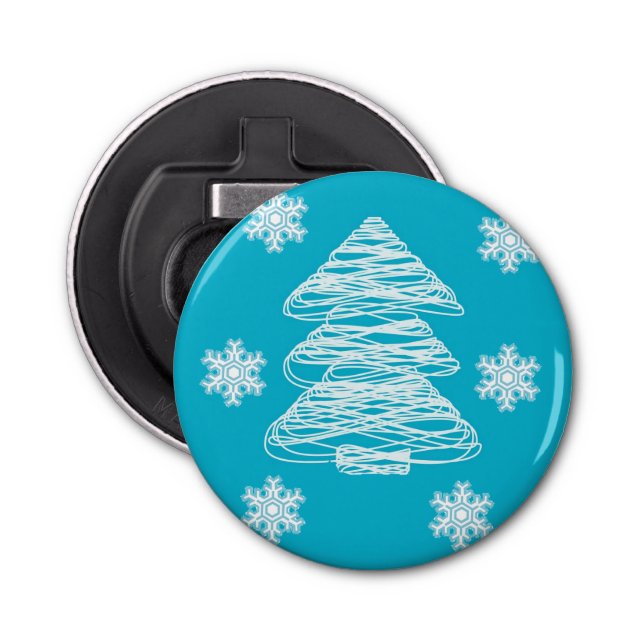 Modern Christmas Tree and Snowflake Bottle Opener (Front)