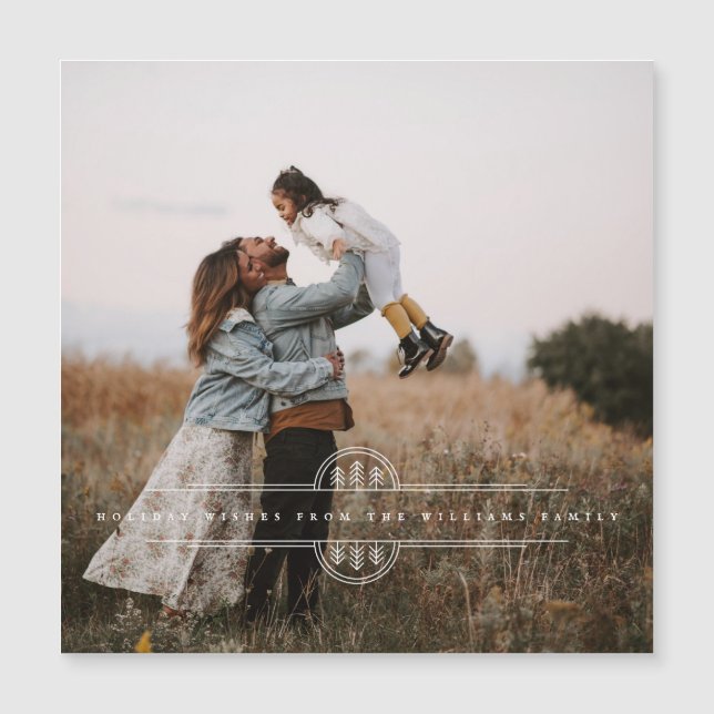 Modern Christmas Tree Banner Magnetic Holiday Card (Front)