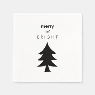 Modern Christmas Tree Black and White Napkin