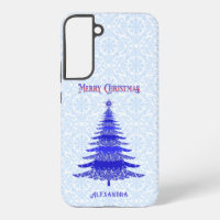 Modern Christmas Tree Blue Personalised