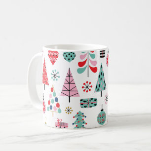 Modern Christmas Tree   Cheerful Holiday Pattern Coffee Mug