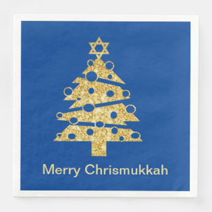 Modern Christmas Tree Chrismukkah Paper Napkin