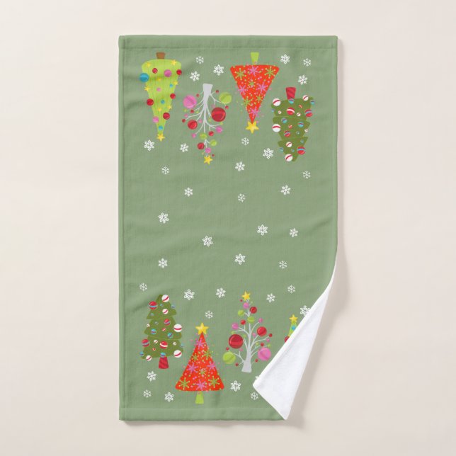 Modern Christmas Tree Colourful Snowflake Hand Towel (Hand Towel)