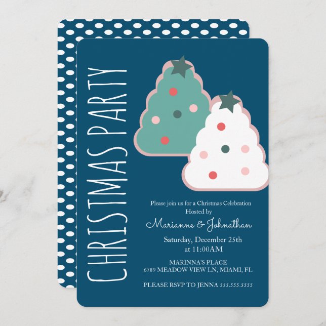 Modern Christmas Tree Cookie Holiday Party Invitation (Front/Back)