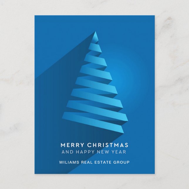 Modern Christmas Tree Corporate Greeting Holiday P Postcard (Front)
