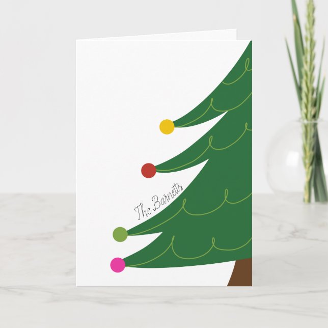 Modern Christmas Tree Custom Family Name Card (Front)