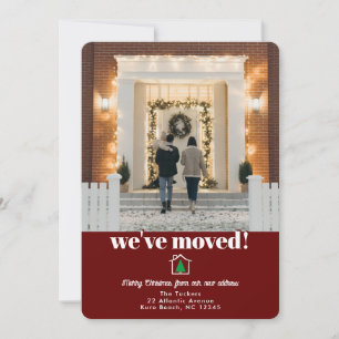 Modern Christmas Tree Dark Red Moving Announcement