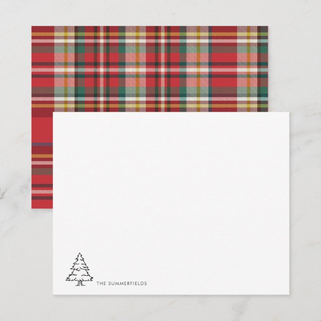 Modern Christmas Tree Family Name Elegant Card (Front/Back)