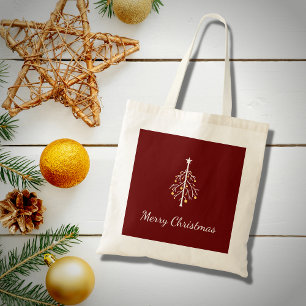 Modern Christmas Tree Festive Red  Tote Bag