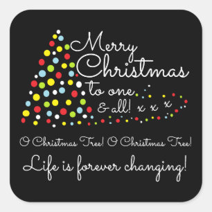 Modern Christmas Tree, Festive Square Sticker