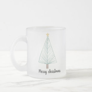Modern christmas tree frosted glass coffee mug
