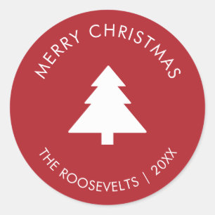 Modern Christmas Tree Gift Labels Envelope Seal