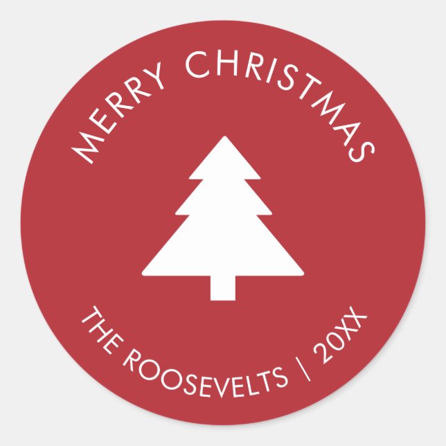Modern Christmas Tree Gift Labels Envelope Seal (Front)