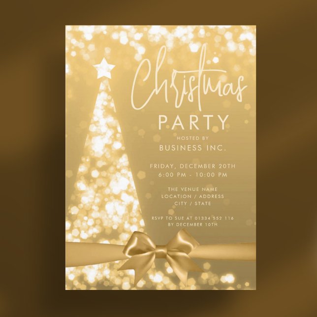 Modern Christmas Tree Gold Corporate Party Invitation (Modern Christmas Tree Gold Corporate Party Invitation)