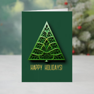 Modern Christmas Tree Gold Foil Greeting Card