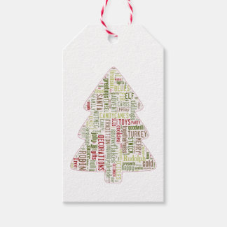 Modern Christmas tree green and red Gift Tags