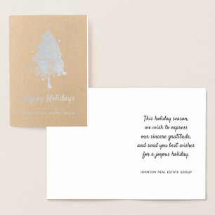 Modern Christmas Tree Happy Holidays Greetings Foil Card