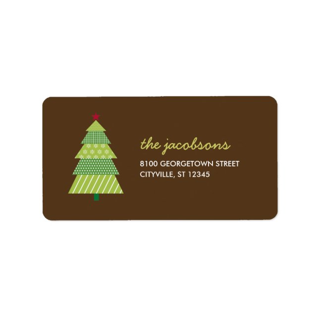 Modern Christmas Tree Holiday Address Label (Front)