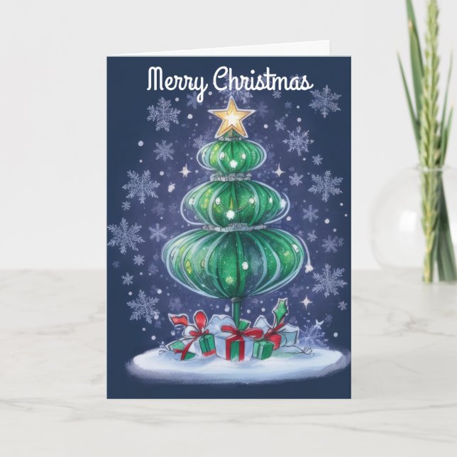 Modern Christmas Tree Holiday Card (Front)