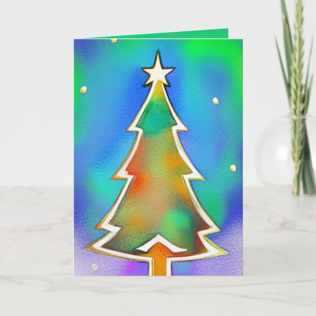 Modern Christmas Tree Holiday Card (Front)