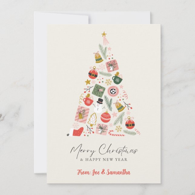 Modern Christmas Tree Holiday Cards - Cute Simple (Front)