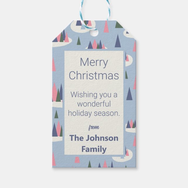 Modern Christmas Tree Holiday Gift Tags (Front)