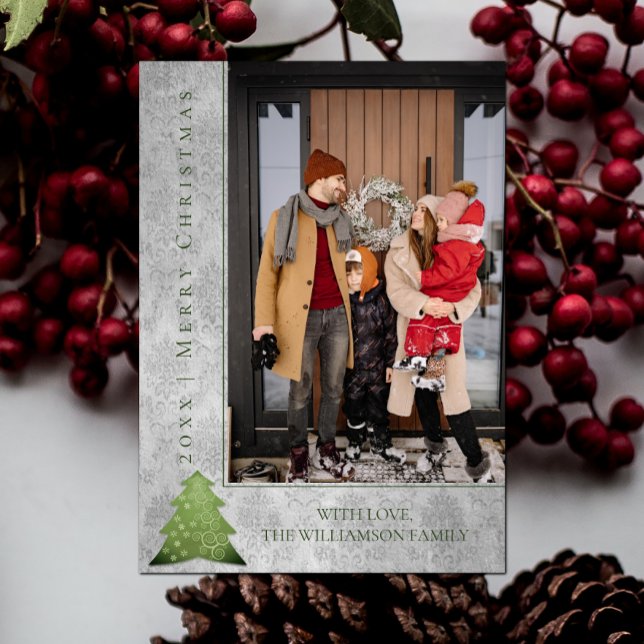Modern Christmas Tree Holiday Photo Card | Green (Green Modern Christmas Tree Holiday Photo Card)