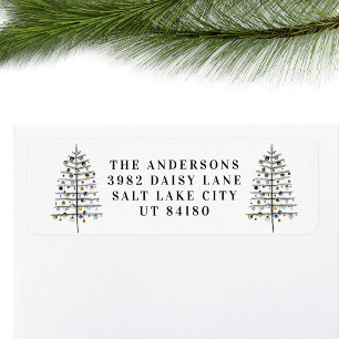 Modern Christmas Tree Holiday Return Address Label