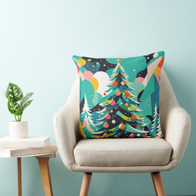 Modern Christmas tree illustration 1-Throw Pillow (Chair)