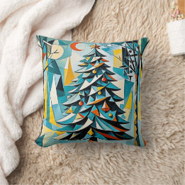 Modern christmas tree illustration 2-Throw Pillow