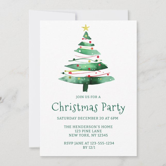 MODERN  CHRISTMAS TREE INVITATION (Front)