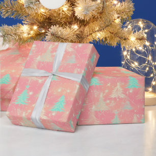 Modern Christmas Tree Light Pink   Wrapping Paper