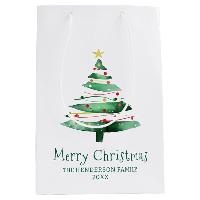 MODERN  CHRISTMAS TREE MEDIUM GIFT BAG (Front)