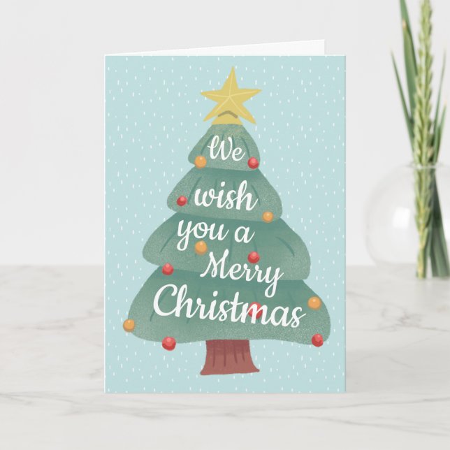 Modern Christmas Tree Merry Christmas Card (Front)