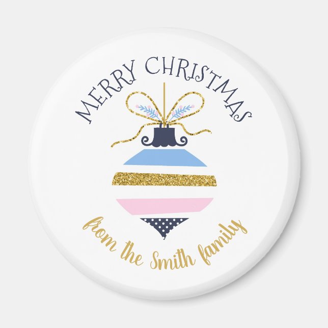 Modern Christmas Tree Ornament Personalised Magnet (Front)