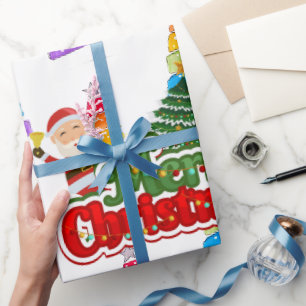 Modern Christmas Tree Painting Colorful Wrapping Paper