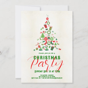 Modern Christmas Tree Party Invite