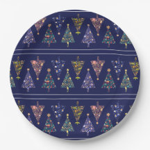 Modern Christmas Tree Party Plates - set 3