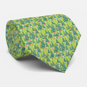 Modern Christmas Tree Pattern Tie   Festive Green 