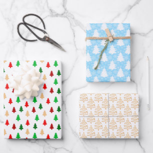 Modern Christmas Tree Pattern Wrapping Paper Sheet