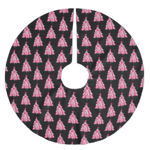 Modern Christmas Tree pink black Brushed Polyester Tree Skirt