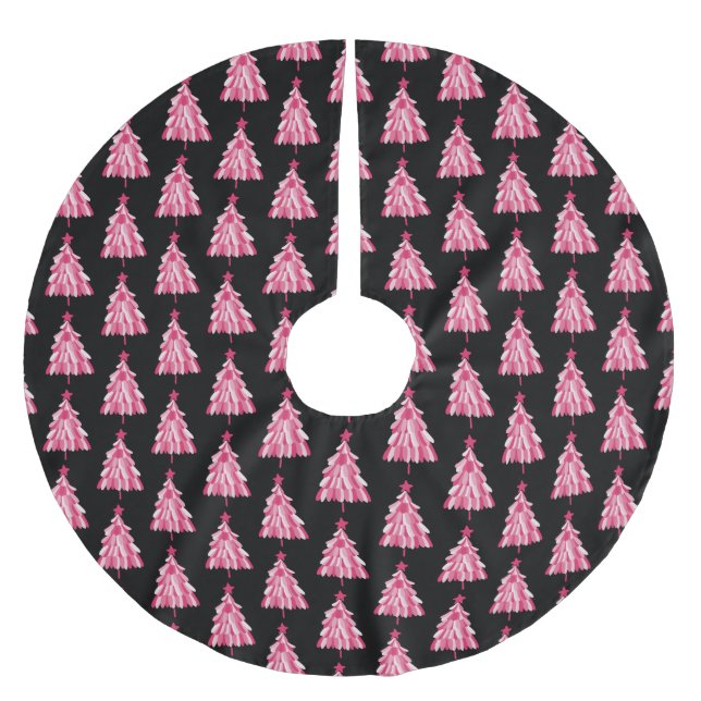 Modern Christmas Tree pink black Brushed Polyester Tree Skirt (Front)