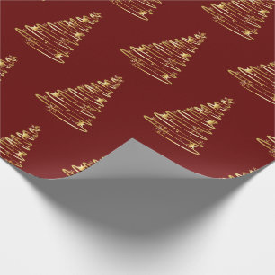 Modern Christmas Tree Red Gold Sparkle Wrapping Paper