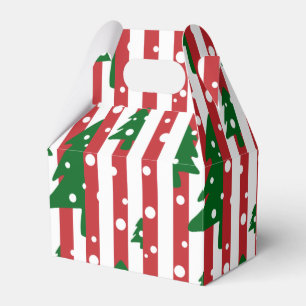 Modern Christmas Tree Red Green Striped pattern Favour Box