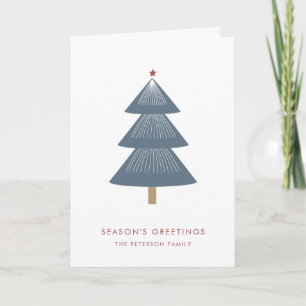 Modern Christmas Tree Red Star Simple  Holiday Car Card