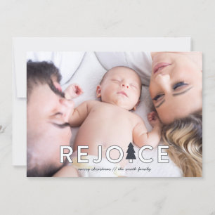 Modern Christmas Tree Rejoice Holiday Card