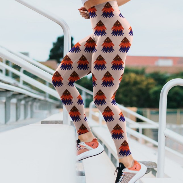 Modern Christmas Tree Repeat – Festive Beige  Leggings (Creator Uploaded)
